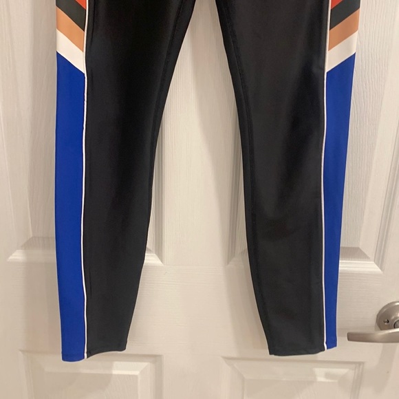 P.E Nation Touchback Black Blue Stripe Leggings - Picture 6 of 16